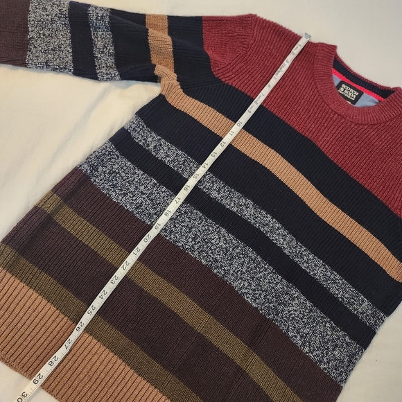 Scotch & Soda Amsterdam Striped Stripe Sweater Sz L Burgundy Green Navy Crewneck - Picture 13 of 15